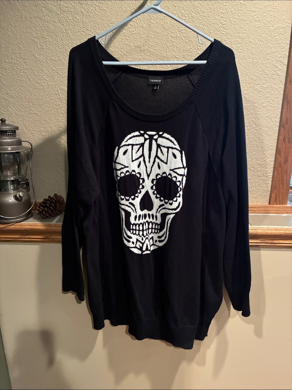 torrid Black Sweater with White Sugar Skull Graphic